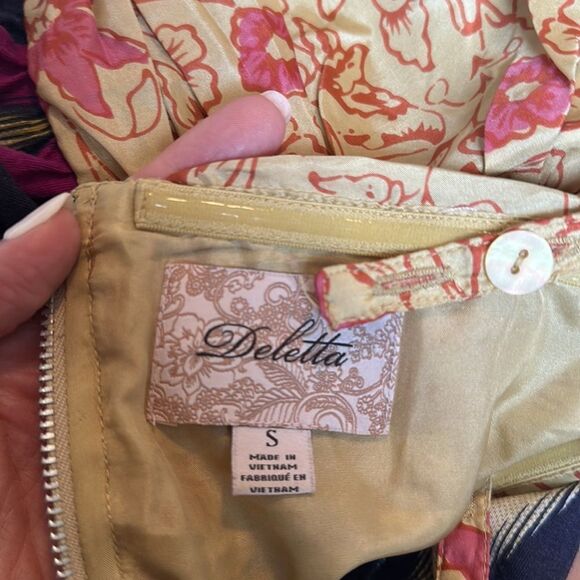 Deletta sz S floral peplum cami top silk top removable straps - Picture 9 of 10